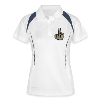 Doigt du majeur : doigt puant, design utilisé - Polo respirant Femme - blanc/marine - Devant
