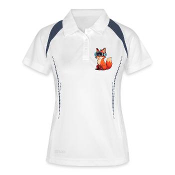 Mignon renard gamer dessin animé jeu de réalité virtuelle gamer - Polo respirant Femme - blanc/marine - Devant