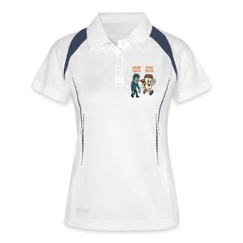 Vor dem Kaffee Nach dem Kaffee - Frauen Polo atmungsaktiv - Weiß/Navy - Vorne