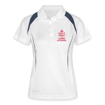 Ne paniquez pas et emportez une serviette - Polo respirant Femme - blanc/marine - Devant