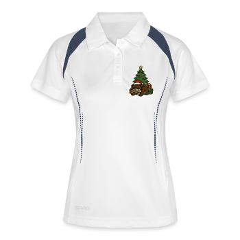 Bulldog Sleeping by Tree Christmas Cartoon Art - Women's Polo breathable - white/navy - Front