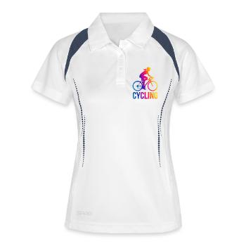 Silhouette de la fille arc-en-ciel Cycliste - Polo respirant Femme - blanc/marine - Devant