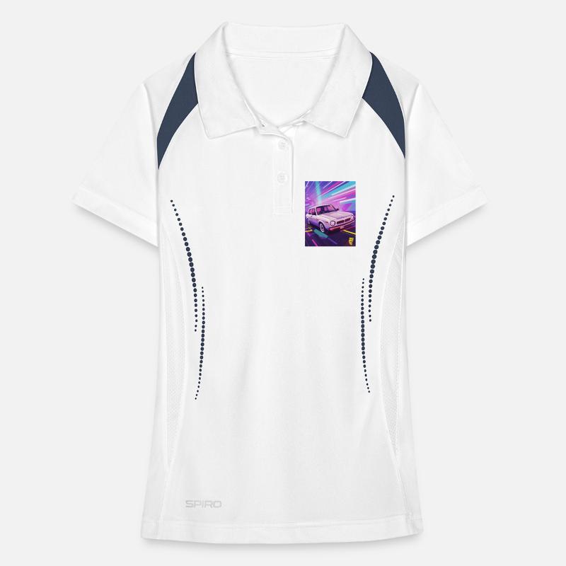 Synthwave Auto dans un style rétro Polo respirant Femme