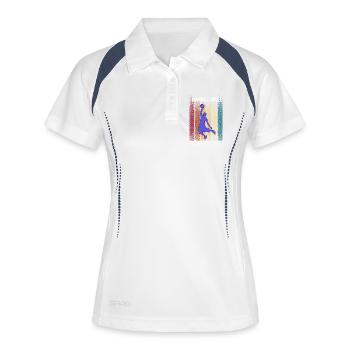 Basket-ball - Polo respirant Femme - blanc/marine - Devant