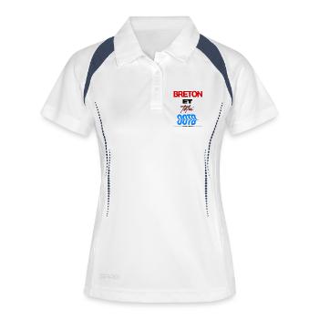 Breton et têtu – Fierté bretonne - Polo respirant Femme - blanc/marine - Devant