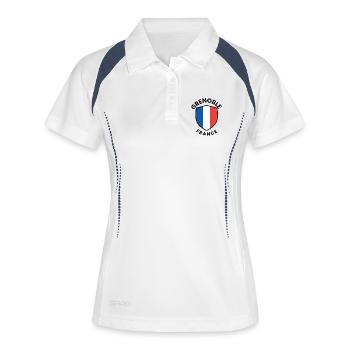 Bouclier de Grenoble en France - Polo respirant Femme - blanc/marine - Devant