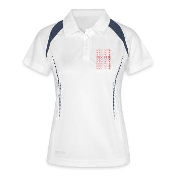  New York Raster Muster - Frauen Polo atmungsaktiv - Weiß/Navy - Vorne