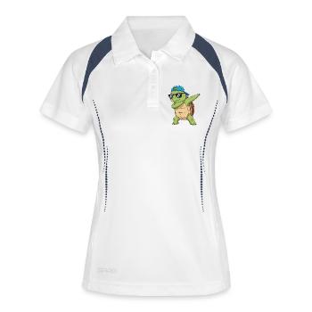 Cool Dabbing Turtle Sunglasses Cartoon Art - Women's Polo breathable - white/navy - Front