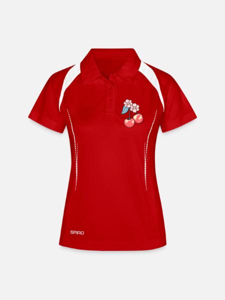 Illustration de charme en fleurs de cerisier - Polo respirant Femme - blanc/marine