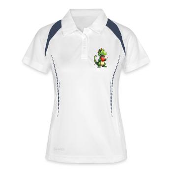 Dinosaur with heart for Valentine's Day - Women's Polo breathable - white/navy - Front