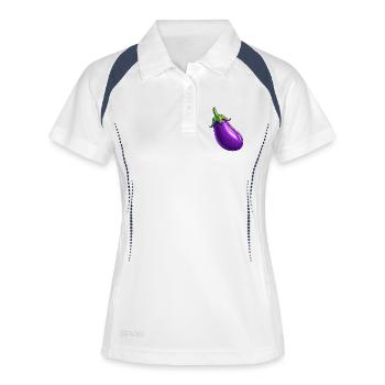 aubergine - Polo respirant Femme - blanc/marine - Devant