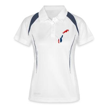 Karte von Norwegen mit Flagge - Frauen Polo atmungsaktiv - Weiß/Navy - Vorne