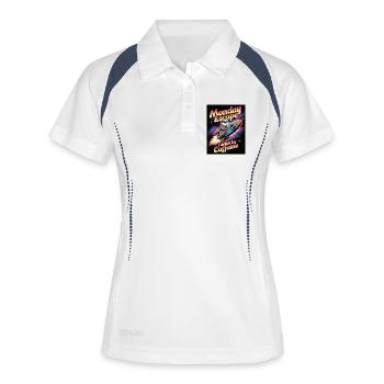 Monday Escape Faultier in Rakete - Frauen Polo atmungsaktiv - Weiß/Navy - Vorne
