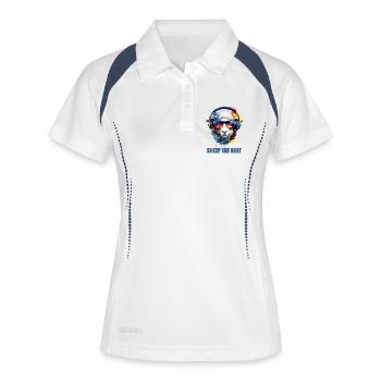 Schaf der Beatkunst - Frauen Polo atmungsaktiv - Weiß/Navy - Vorne