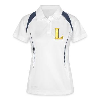 Goldenes L Monogram - Frauen Polo atmungsaktiv - Weiß/Navy - Vorne