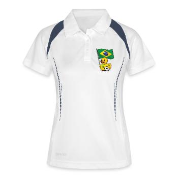 Brazil Football Fan Duck with Flag - Women's Polo breathable - white/navy - Front