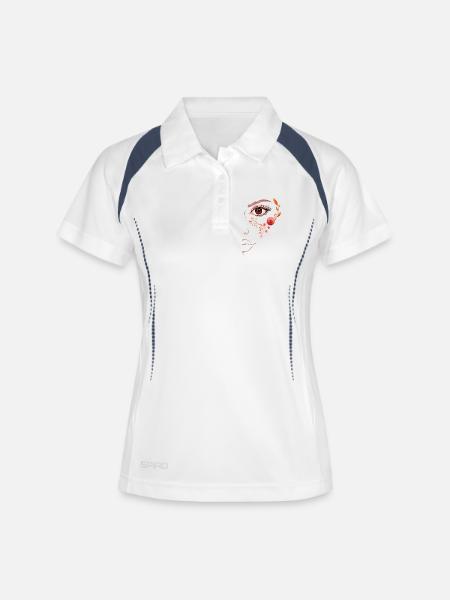 Boho Line Art Floral Design - Women's Polo breathable - white/navy