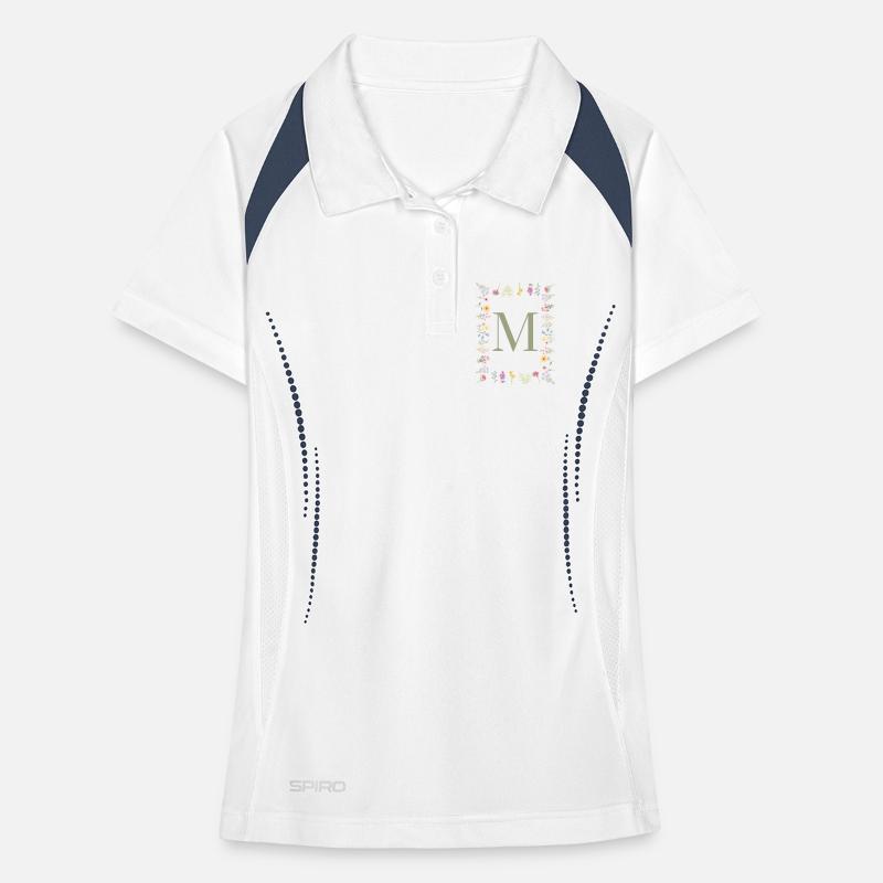 Initiale M Blumen Monogramm Frauen Polo atmungsaktiv