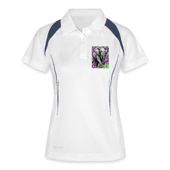 Elefant - Frauen Polo atmungsaktiv - Weiß/Navy - Vorne