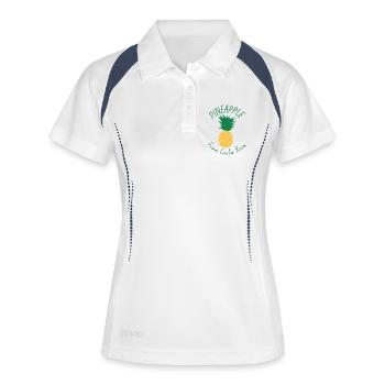 Costa Rica Ananas-Shirt Tropischer Sommer - Frauen Polo atmungsaktiv - Weiß/Navy - Vorne