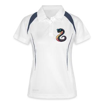 Serpent néon avec lunettes - Polo respirant Femme - blanc/marine - Devant