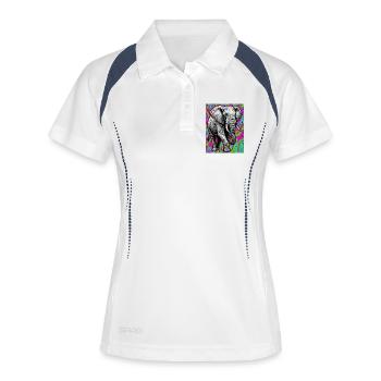 éléphant - Polo respirant Femme - blanc/marine - Devant
