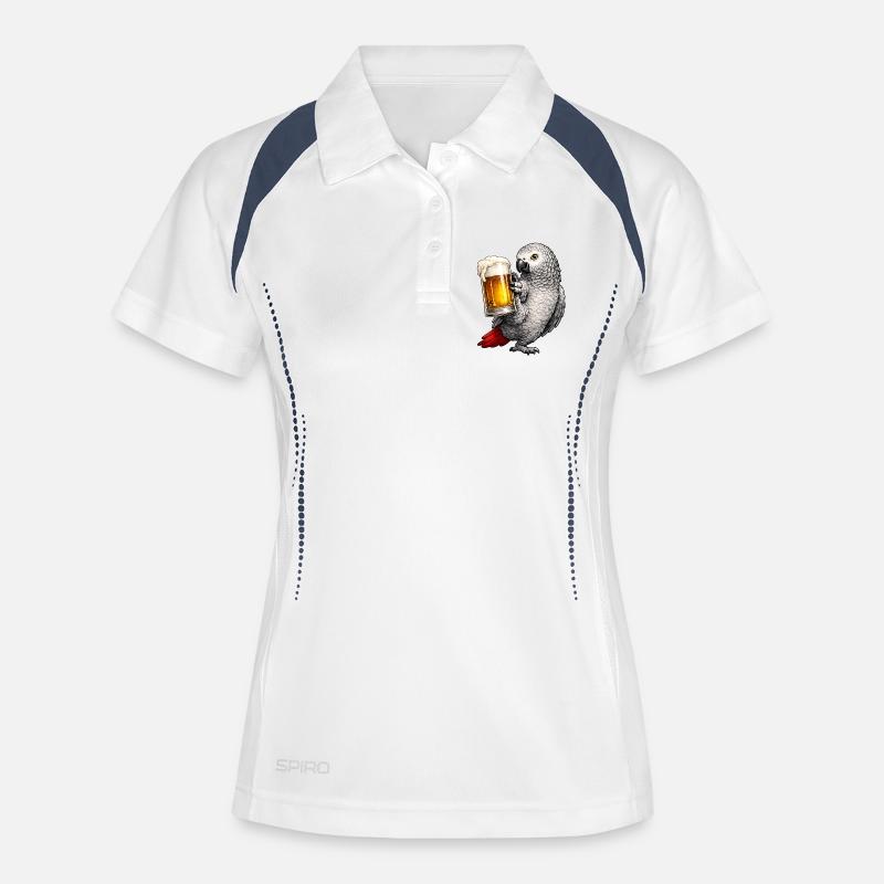 African grey parrot beer - Women's Polo breathable - white/navy