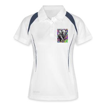 Elefant - Frauen Polo atmungsaktiv - Weiß/Navy - Vorne