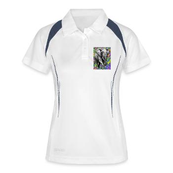 Elefant - Frauen Polo atmungsaktiv - Weiß/Navy - Vorne