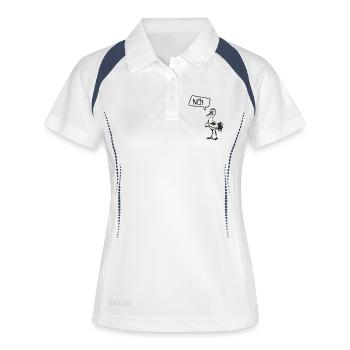 NÖ! Storch – Sturheit mit Federn Design - Frauen Polo atmungsaktiv - Weiß/Navy - Vorne