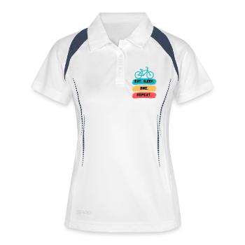 Manger Sleep Bike Répéter - Polo respirant Femme - blanc/marine - Devant
