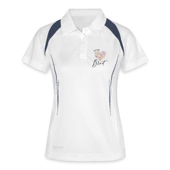 Blumen Herz - Team Braut - Personalisierbar - Frauen Polo atmungsaktiv - Weiß/Navy - Vorne