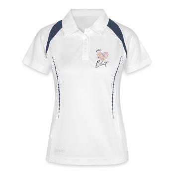  Blumen Herz - Die Braut - Personalisierbar - Frauen Polo atmungsaktiv - Weiß/Navy - Vorne