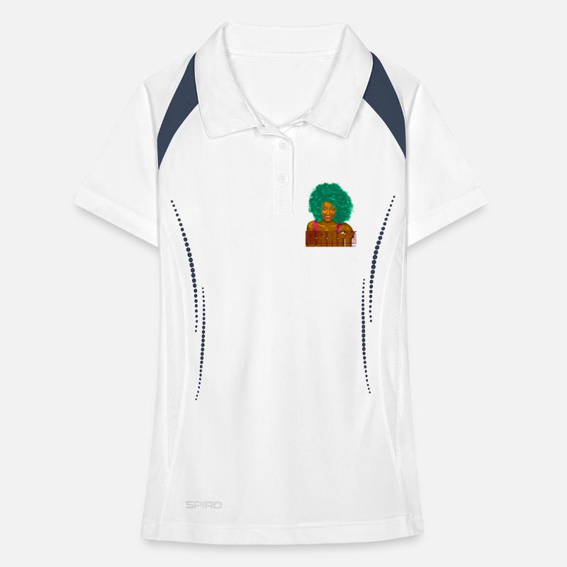 Turquoise Afro Pop Portrait Women's Polo breathable