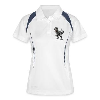 Schnauzer T - REX  - Frauen Polo atmungsaktiv - Weiß/Navy - Vorne