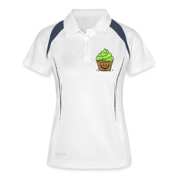 Grusel Cupcake Grün - Frauen Polo atmungsaktiv - Weiß/Navy - Vorne