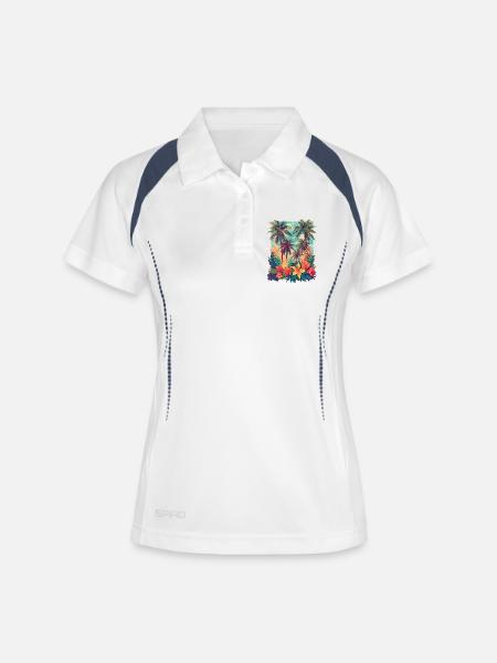 Tropical Blossom Beach - Women's Polo breathable - white/navy