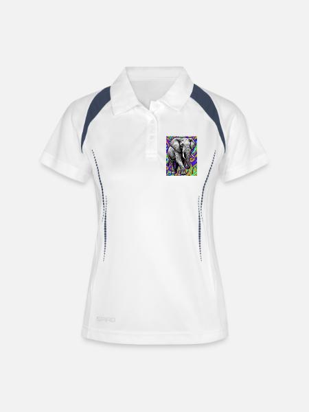 éléphant - Polo respirant Femme - blanc/marine