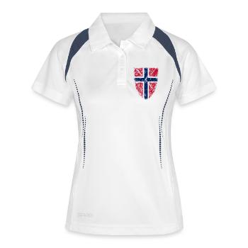 Norwegen Flagge / Schildwappen VINTAGE - Frauen Polo atmungsaktiv - Weiß/Navy - Vorne