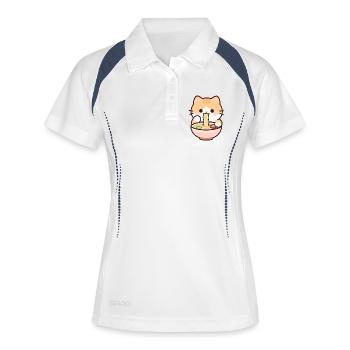 Kawaii Katze Ramen Nudelsuppe Geschenk  - Frauen Polo atmungsaktiv - Weiß/Navy - Vorne