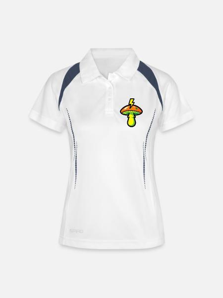 Warning Mushroom Graphic Forest Streetwear - Women's Polo breathable - white/navy