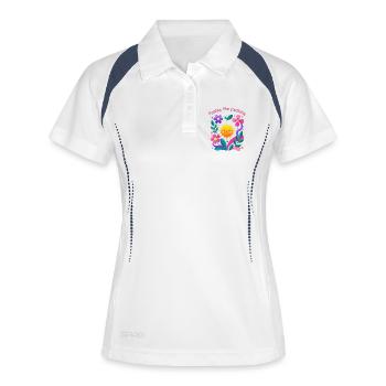 Sentir le soleil : motif floral - Polo respirant Femme - blanc/marine - Devant