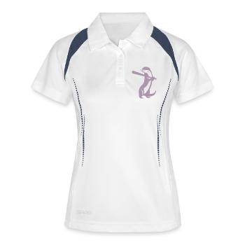 Otter Baseball Silhouette - Frauen Polo atmungsaktiv - Weiß/Navy - Vorne