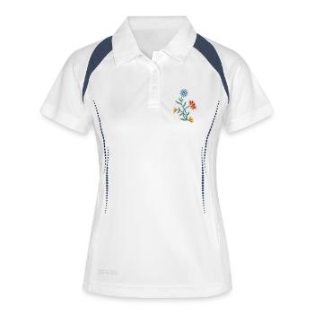 Motif de broderie Chignon Nordland - Polo respirant Femme - blanc/marine - Devant