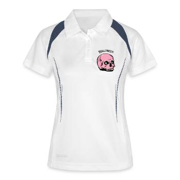 Pink Skull Halloween Totenkopf Gothic Geschenk - Frauen Polo atmungsaktiv - Weiß/Navy - Vorne