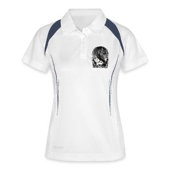 Corbeau sur un crâne au clair de lune - Polo respirant Femme - blanc/marine - Devant