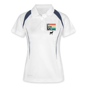 Antilope Humor Safari Afrika - Frauen Polo atmungsaktiv - Weiß/Navy - Vorne
