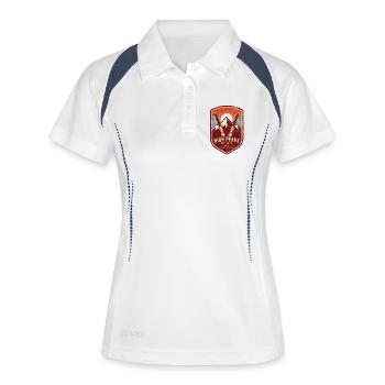 High Peaks Society – Ride Beyond Vintage Ski Badge - Frauen Polo atmungsaktiv - Weiß/Navy - Vorne