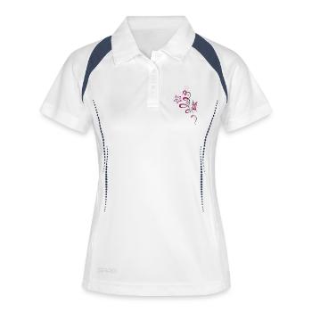Fleurs de printemps papillon Printemps cerise - Polo respirant Femme - blanc/marine - Devant