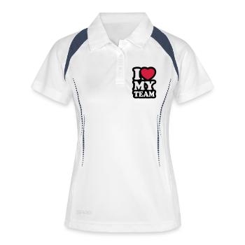 I love my team - J'aime mon équipe - Polo respirant Femme - blanc/marine - Devant